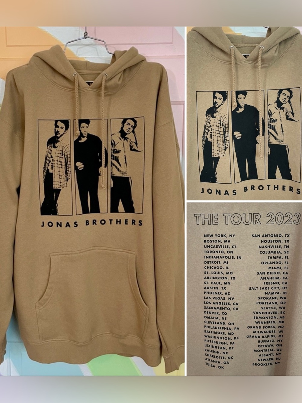 Jonas Brothers Official “The Tour 2023” Concert Hoodie Pullover Sweatshirt~L🧡🎀